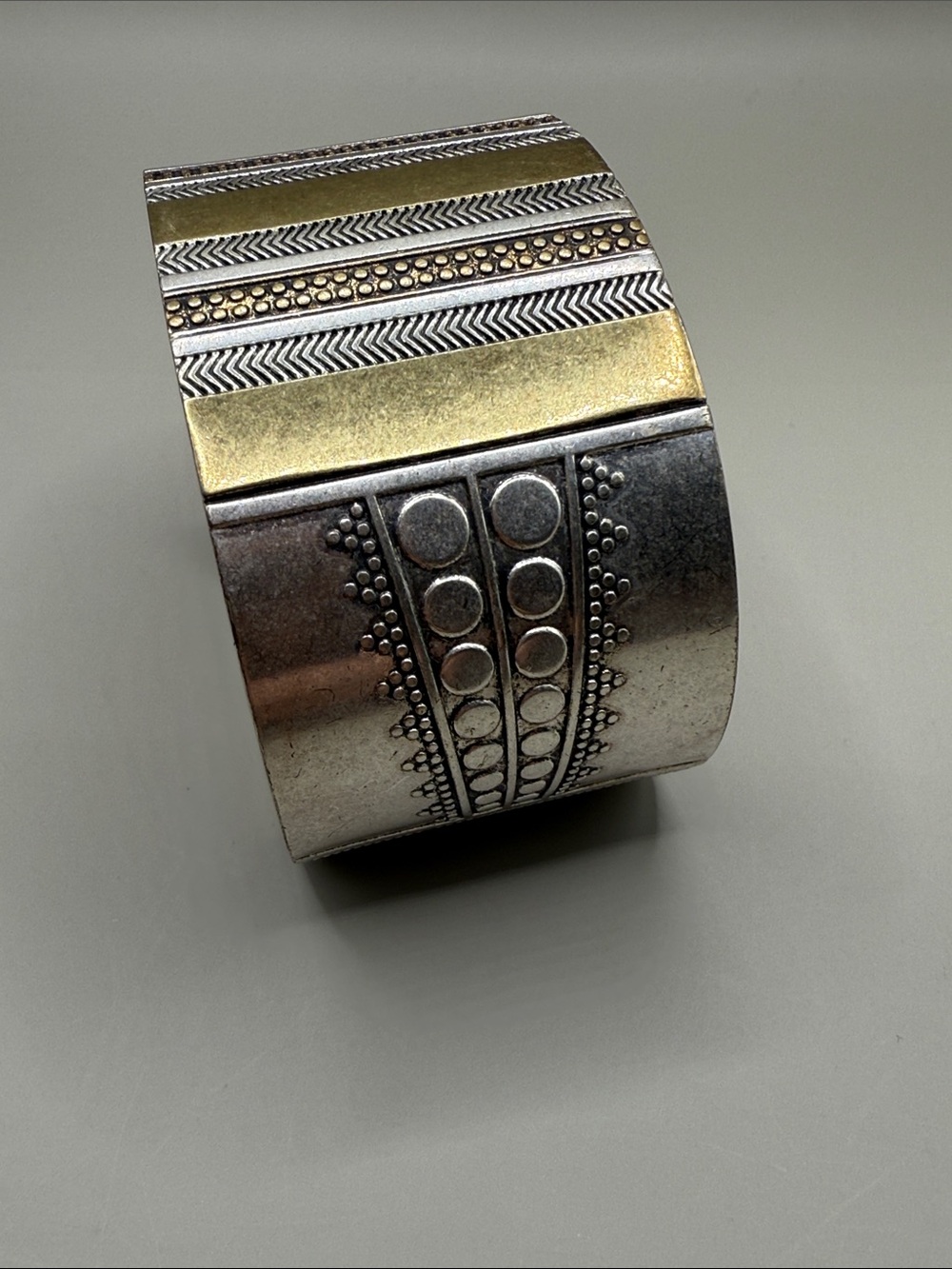 Lucky Brand VTG Silver Brass Boho Cuff Bracelet Retro Geometric SW Bracelet - Picture 7 of 7